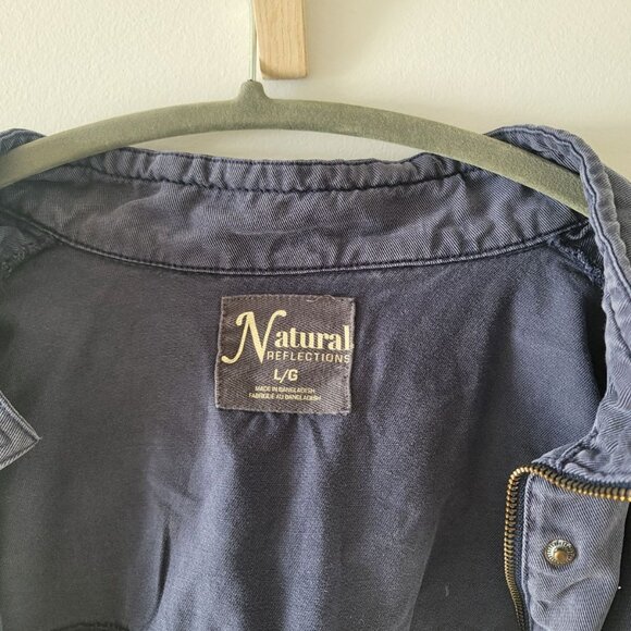 Dark Blue Cropped Cotton Jacket, Large, by Natural Collections - Picture 4 of 5
